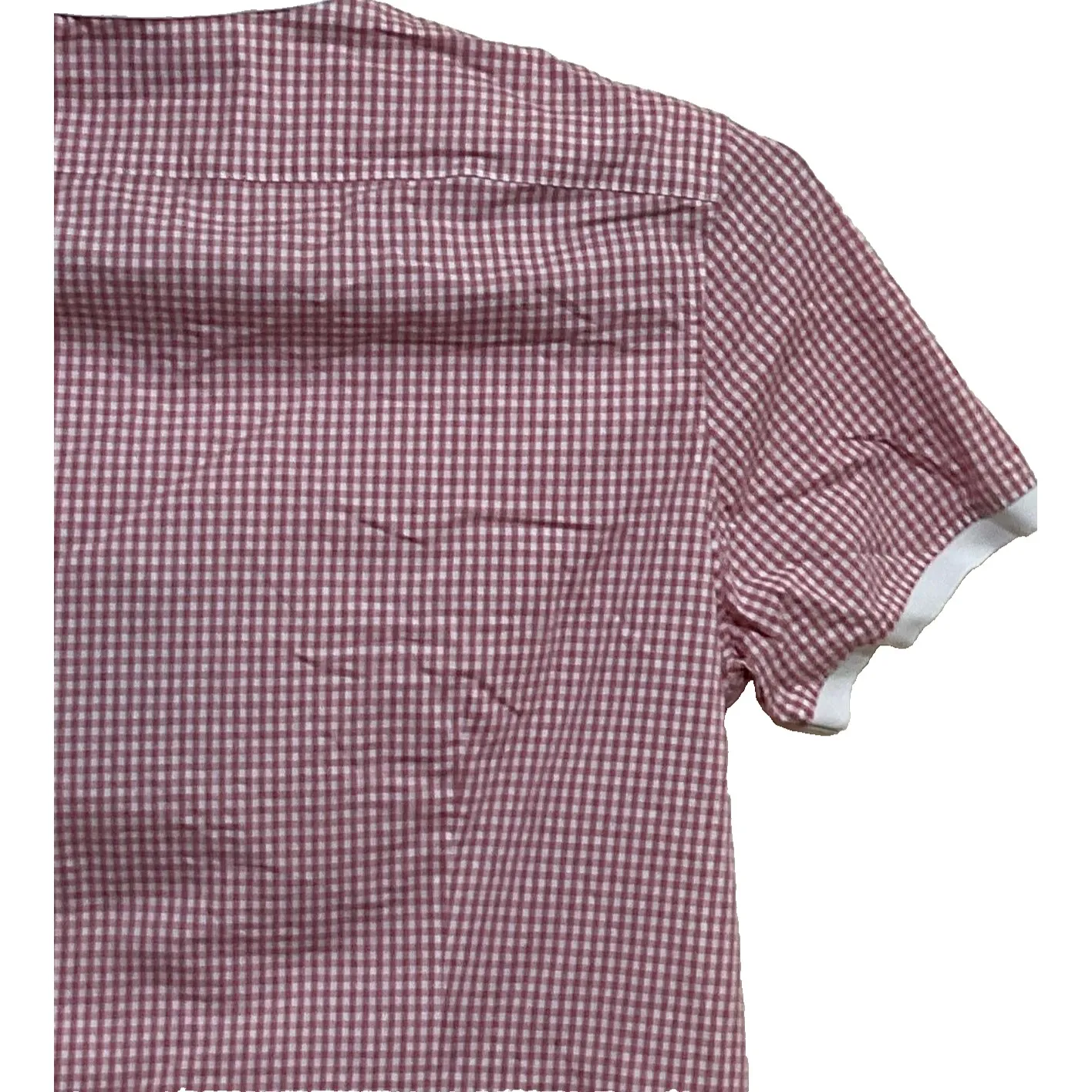 Michael Kors Slim Fit stretch short sleeved  plaid red ‎ white Women's blouse XL - Image 12