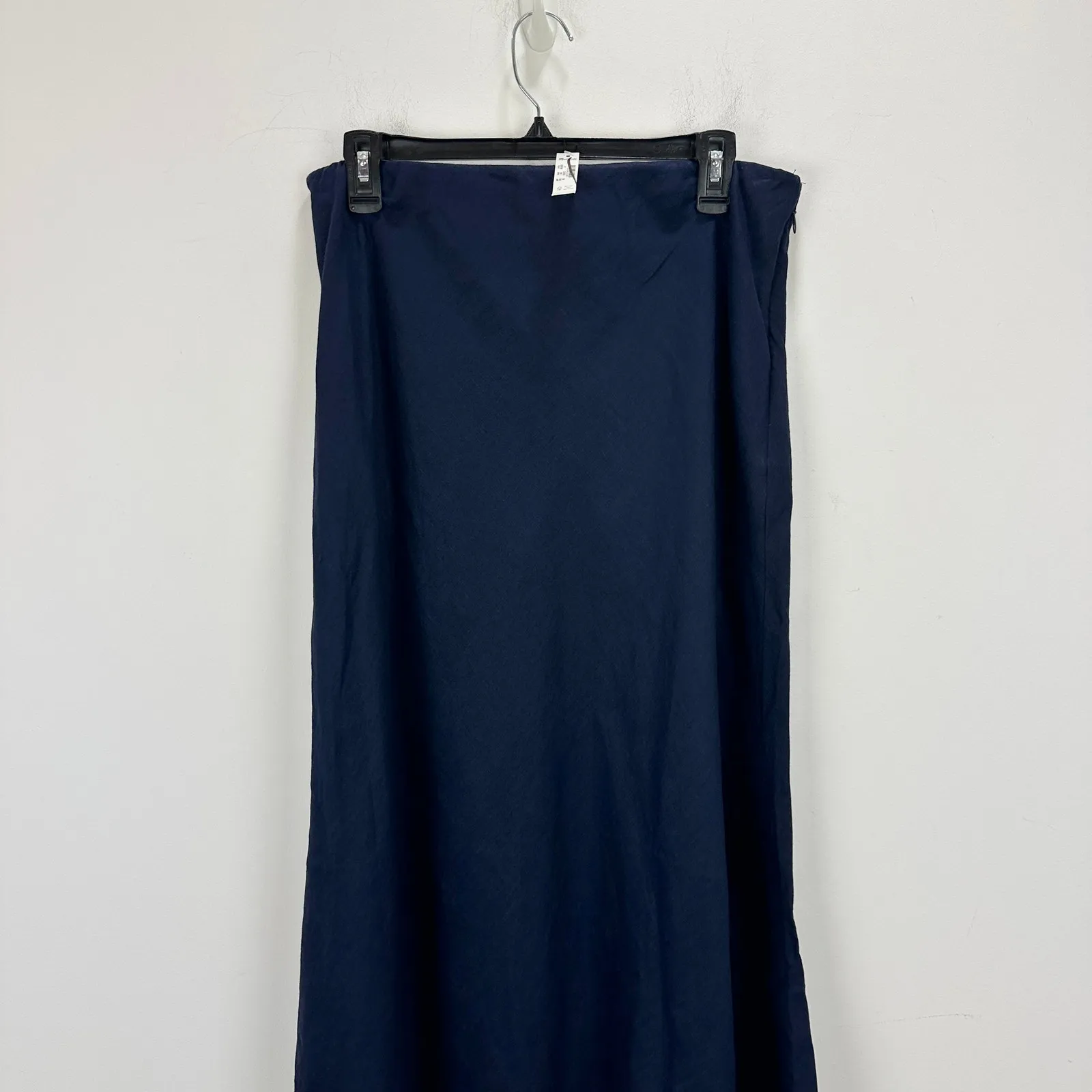 Madewell Linen Maxi Slip Skirt Juniper Berry Navy Minimalist Classic US 14 NWT - Image 9