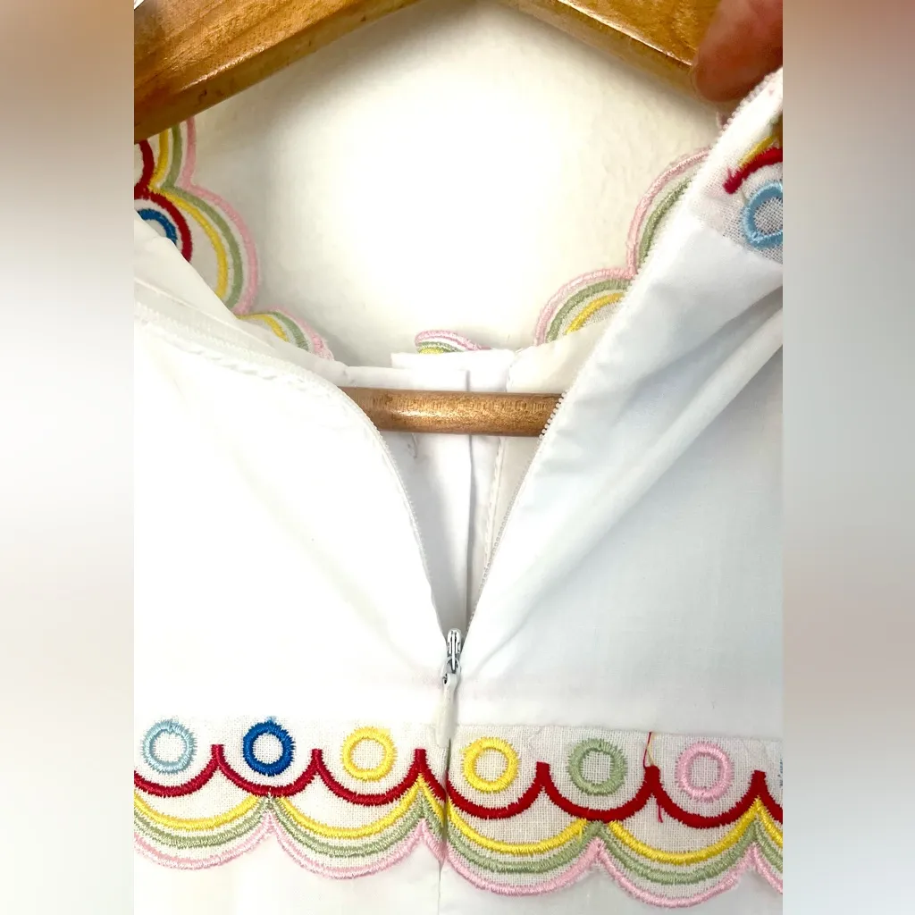 DALIA MACPHEE BNWT Scalloped Embroidered Shirt Dress Tie Waist Size M Lined White Size M - Image 12