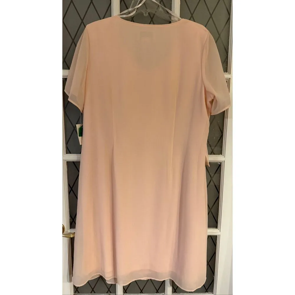 VTG Another Thyme Womens Blush Pink Embroidered Sheer Overlay Shift Dress Size 2 - Image 5