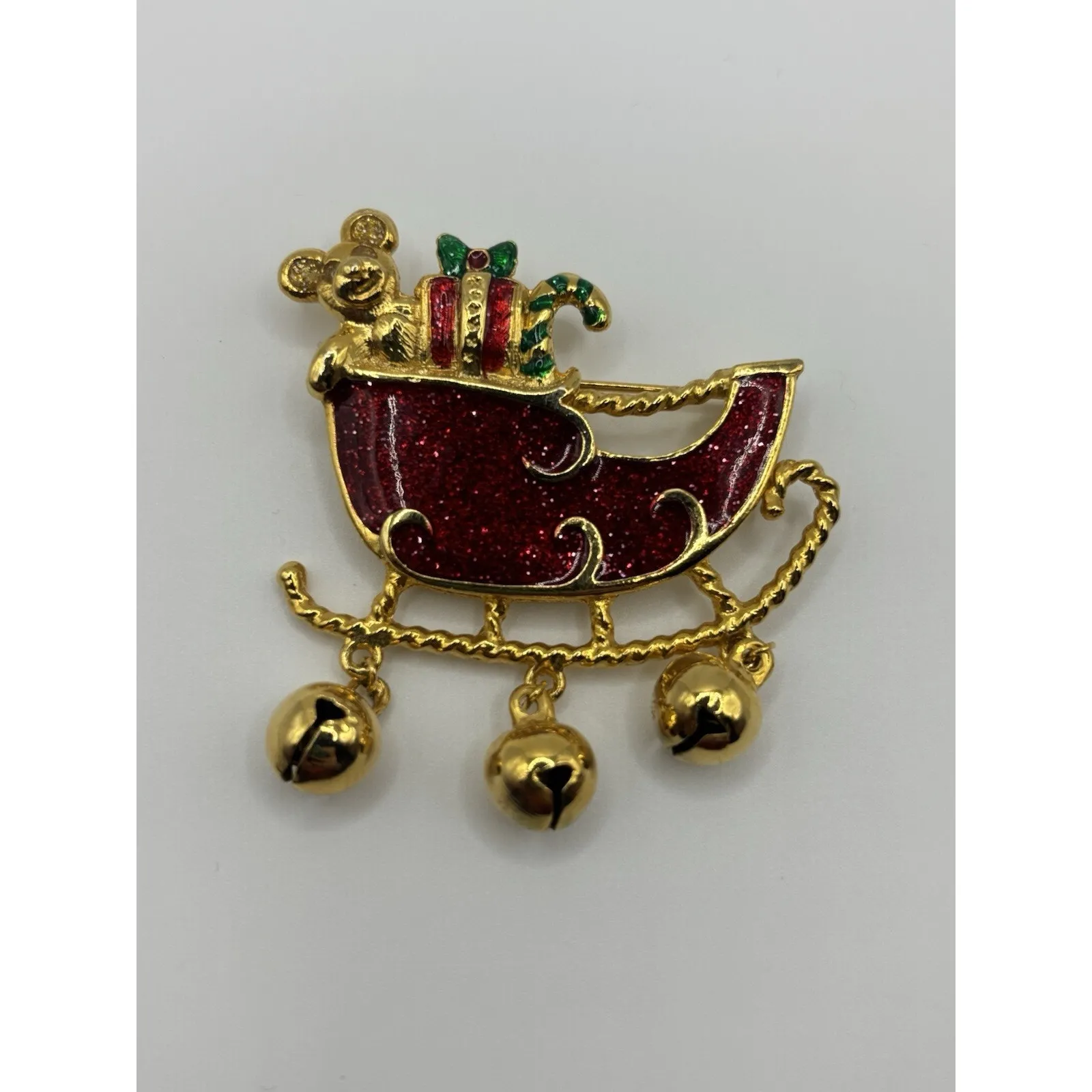 VTG 90s Christmas Pin Lot of 3 Holidays Snowman Santa’s Sleigh Reindeer - Image 4