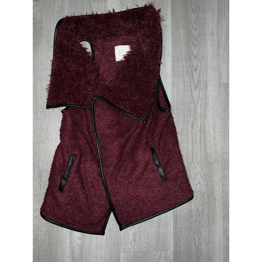 Altar'd State wool blend plush soft faux fur leather trim open front winter vest - Image 3