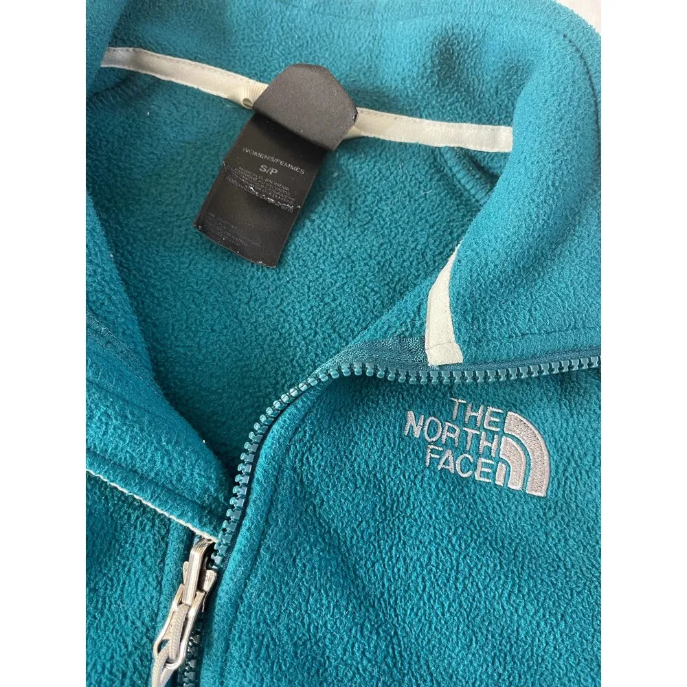 Women’s Fleece Teal North Face Jacket - Image 2