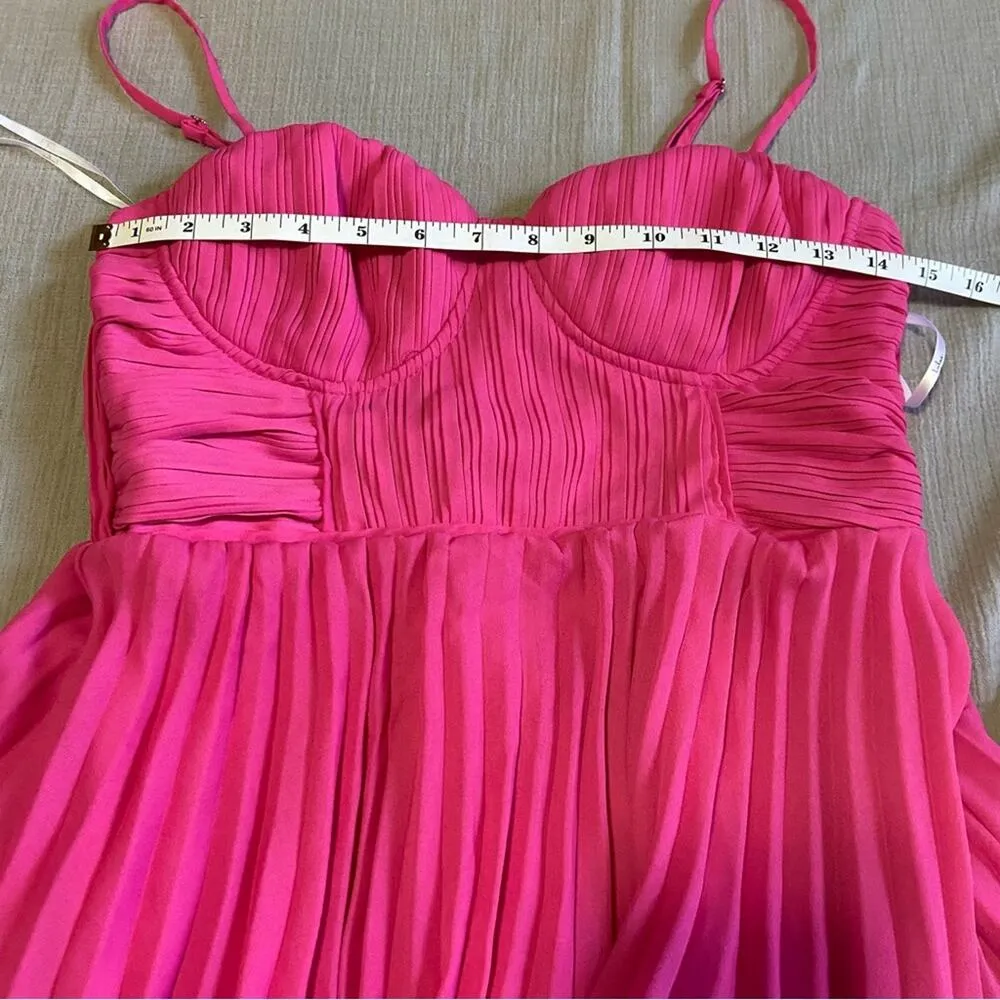 Lulus NWOT  Cascading Crush Hot Pink Tiered Bustier Midi Dress - Image 3