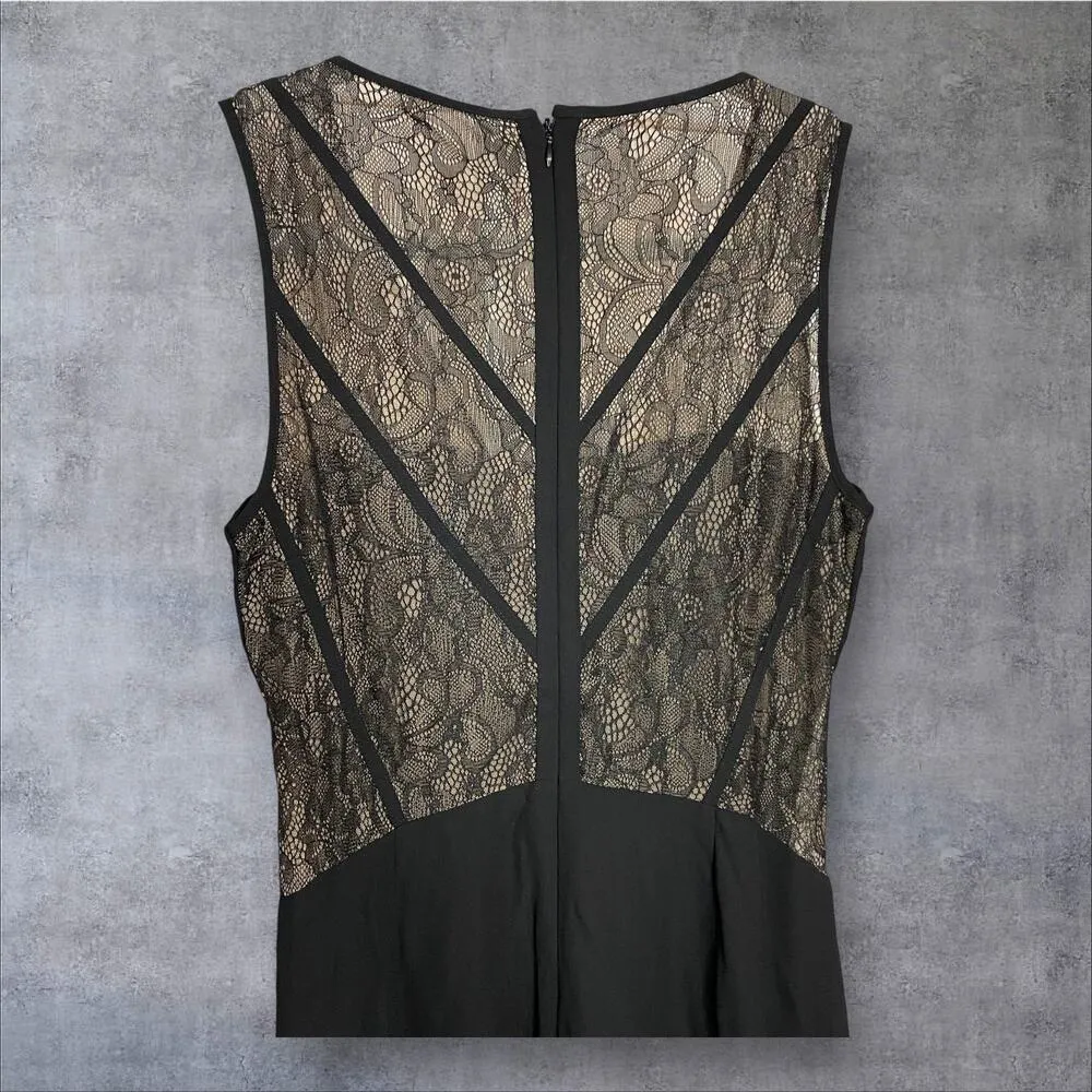 Max and Cleo Evening Gown 4 Black Mesh Sheer Panel Formal Event Elegant Maxi - Image 6