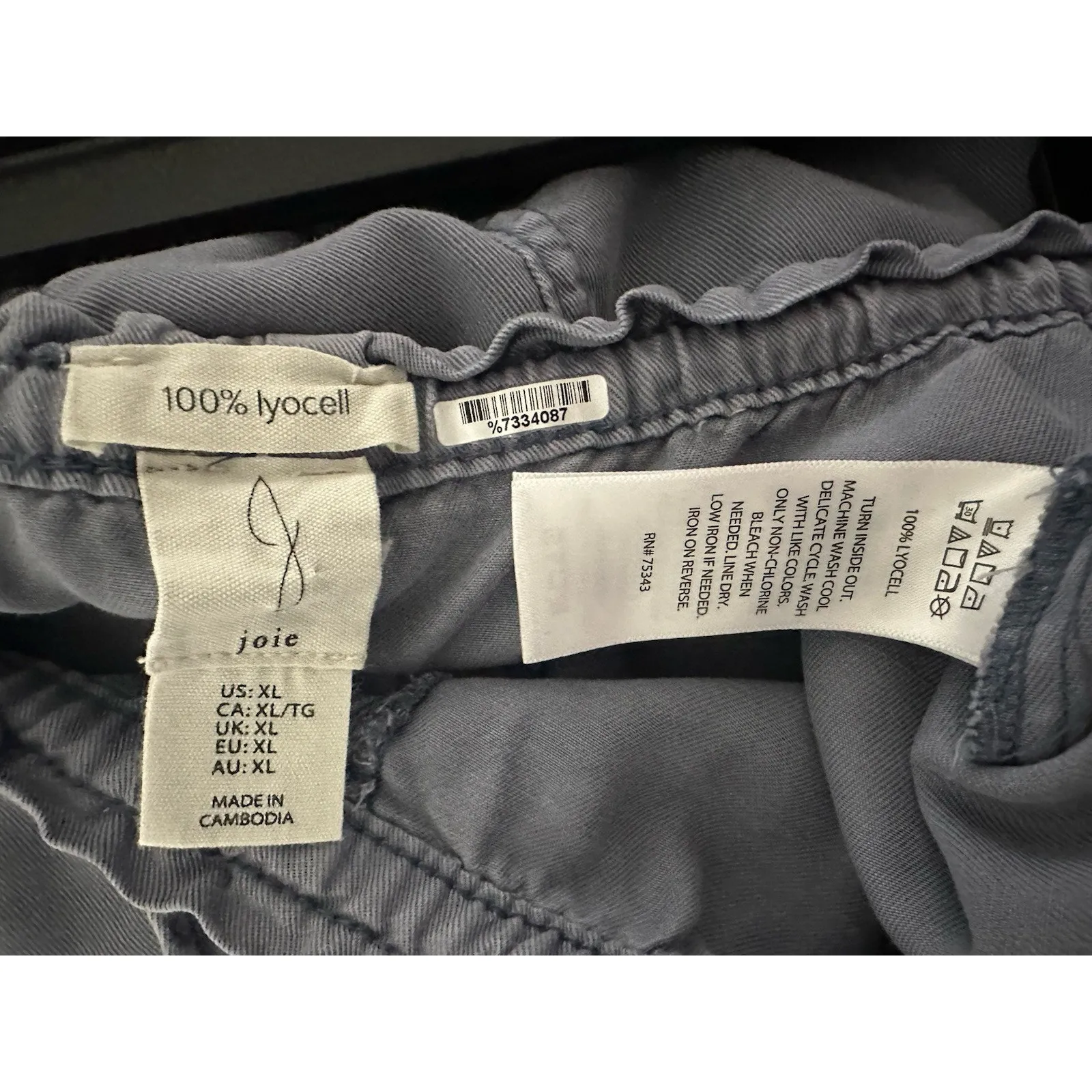 Joie Pants Women XL Blue Gingham Check Wide Leg Crop Capri Paperbag Cottagecore - Image 3