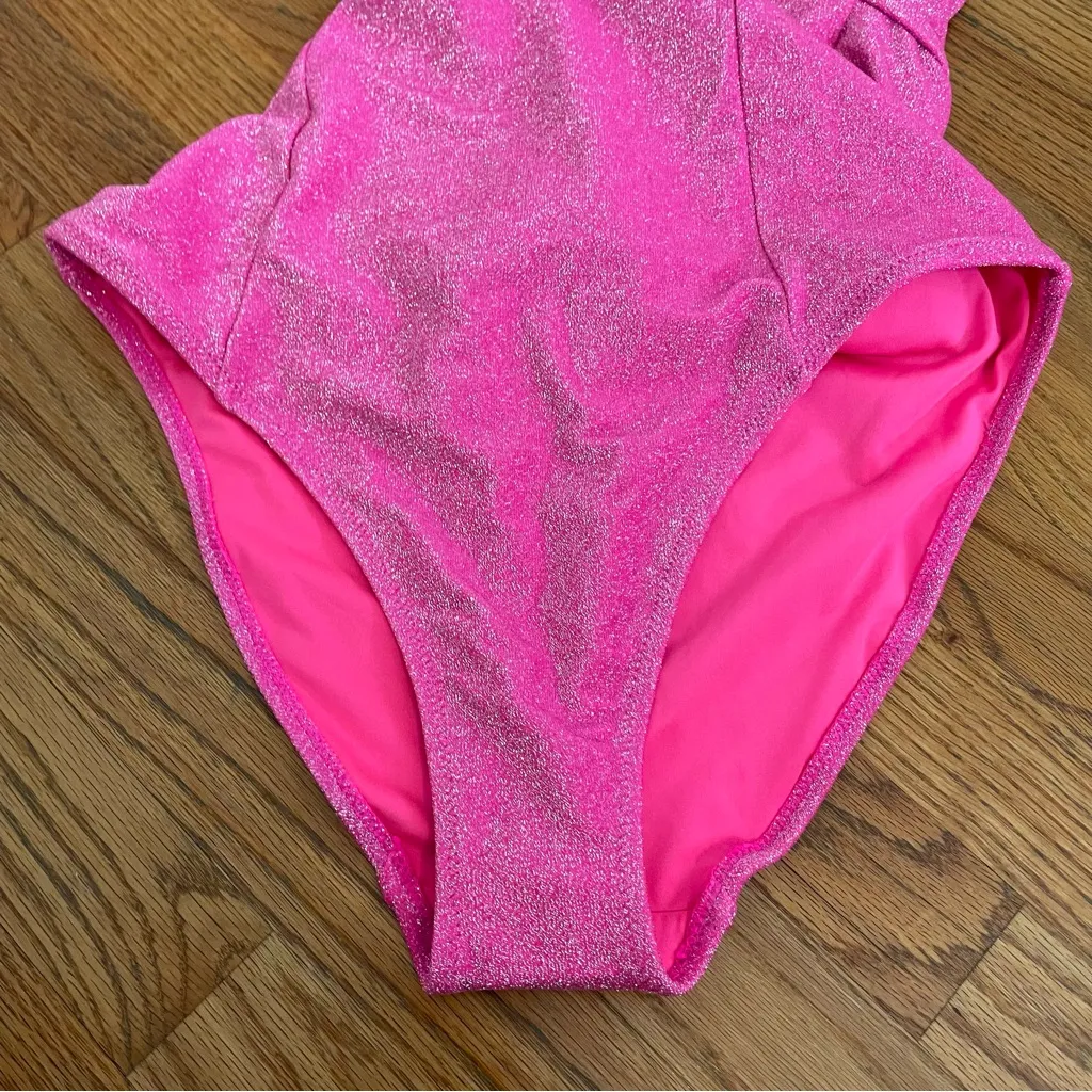 NEW NWOT GOOD AMERICAN 4 Sparkle Show Off Underwire One Piece Swimsuit Hot Pink - Image 10