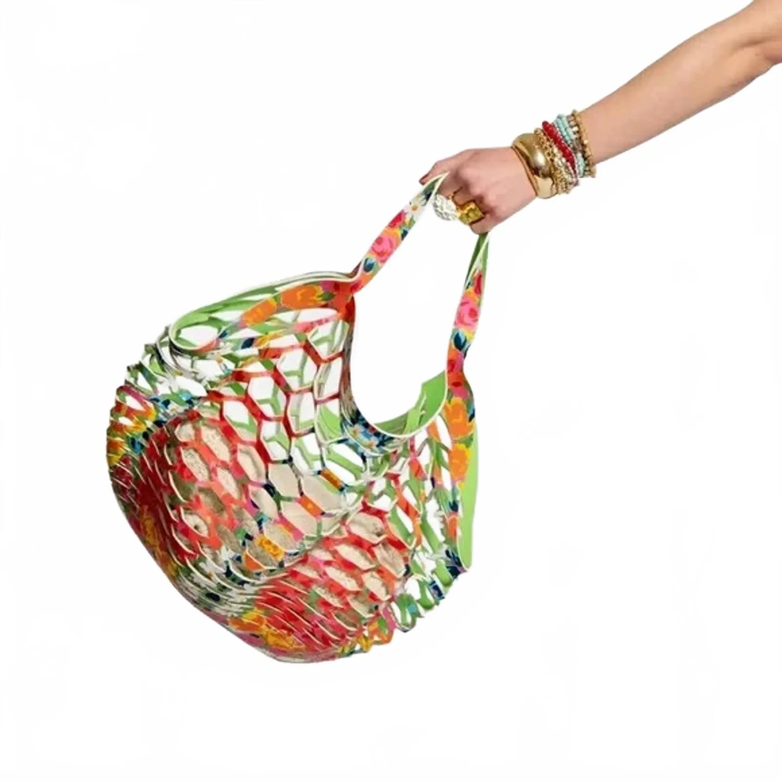 Sea Star Beachwear Fisherman Tote Bag Floral Frances Valentine Neoprene NWT Green - Image 2