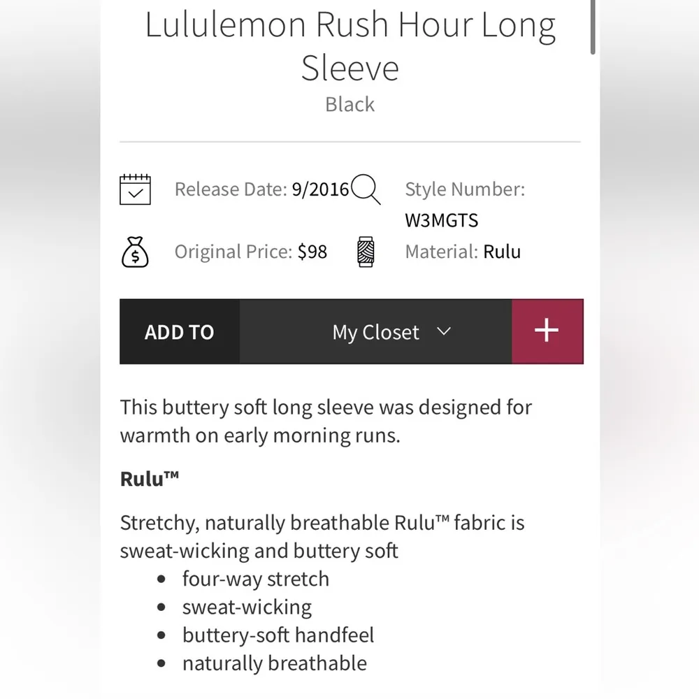 Lululemon Rush Hour Long Sleeve Top Sz 10 - Image 7