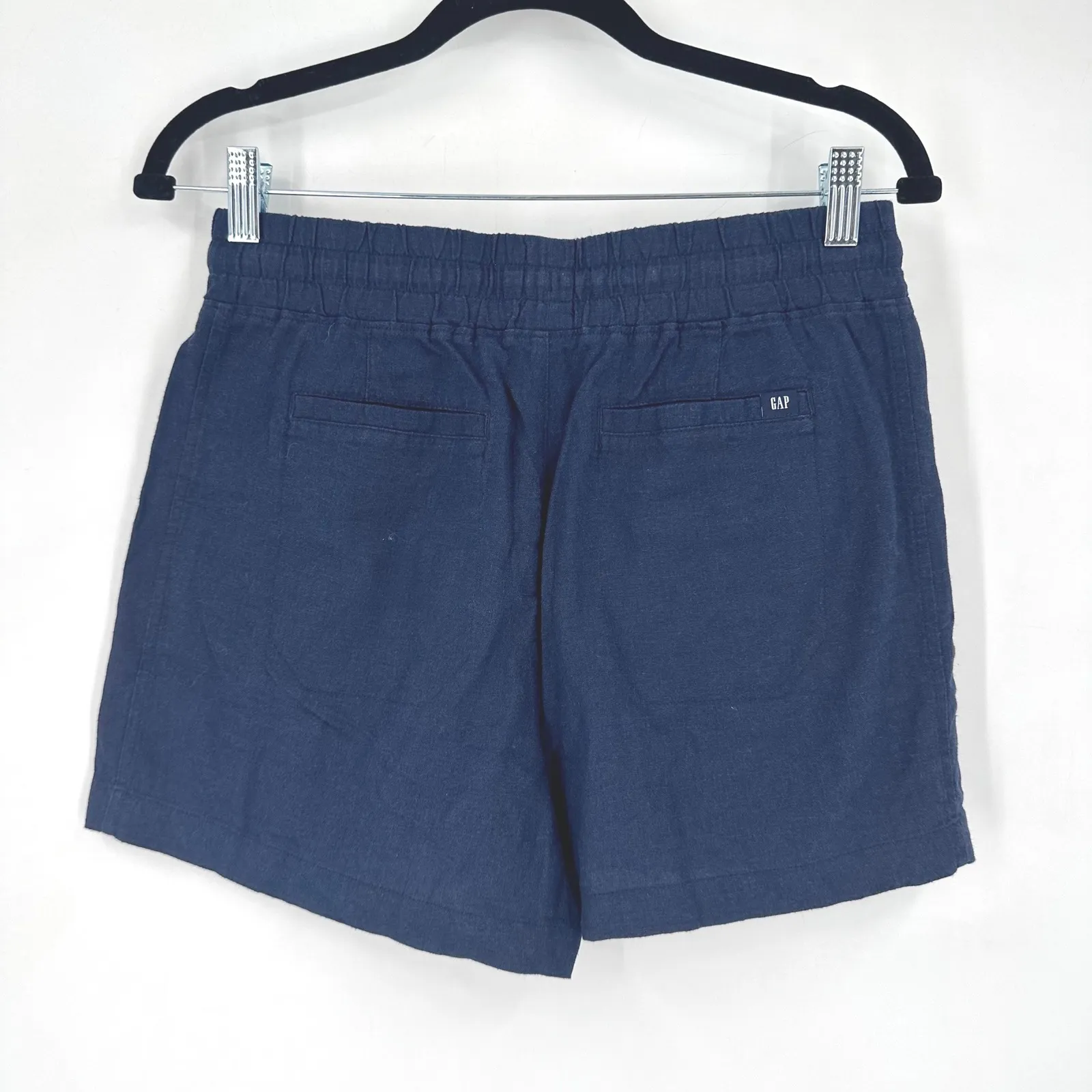 GAP Linen Blend Pull on Shorts Navy Blue Women's XS 3.5" Coastal Casual Modest - Image 2