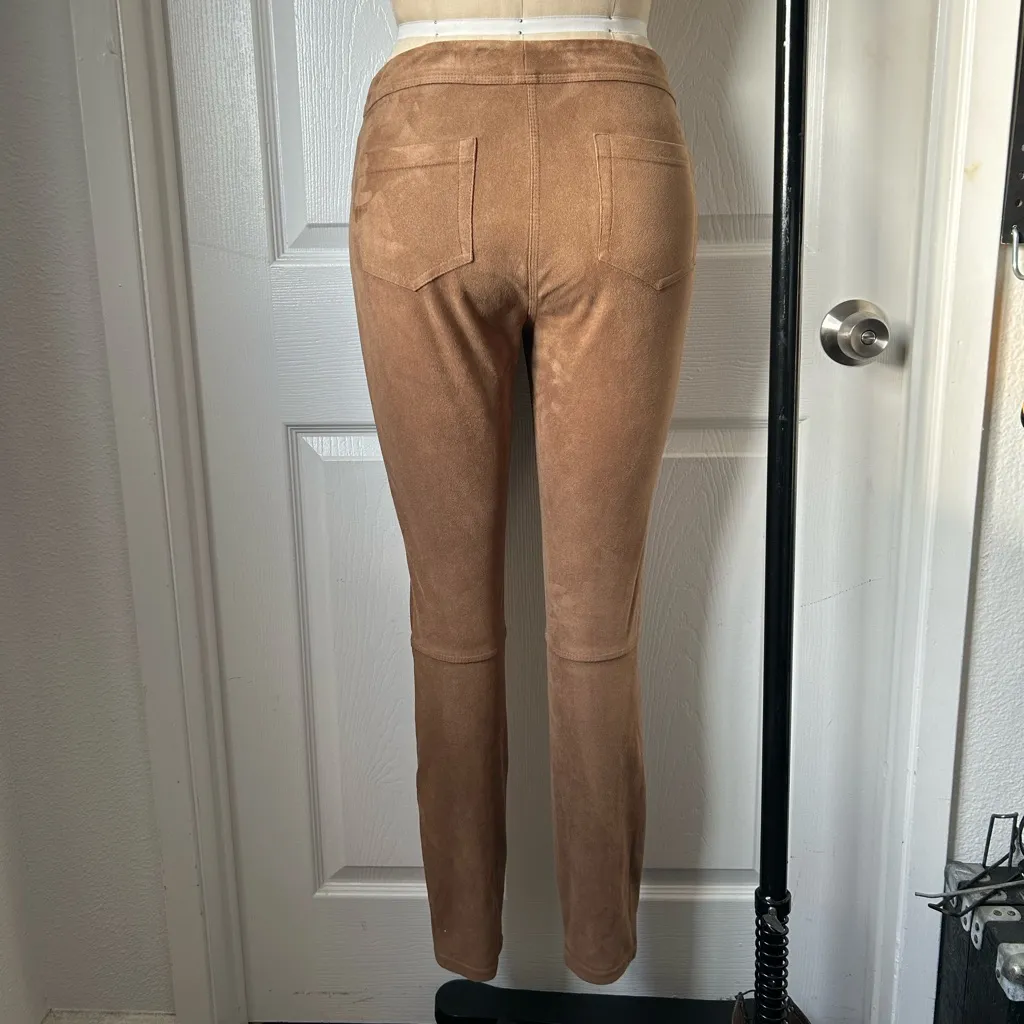 Max studio Brown faux suede skinny pants with zipper pocket detail #fauxsuede - Image 3