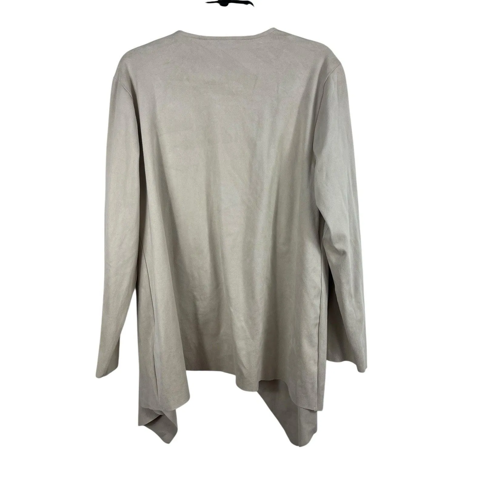 Soft Surroundings Open Front Cardigan Jacket Tan Beige Faux Suede Raw Edge 1X - Image 2