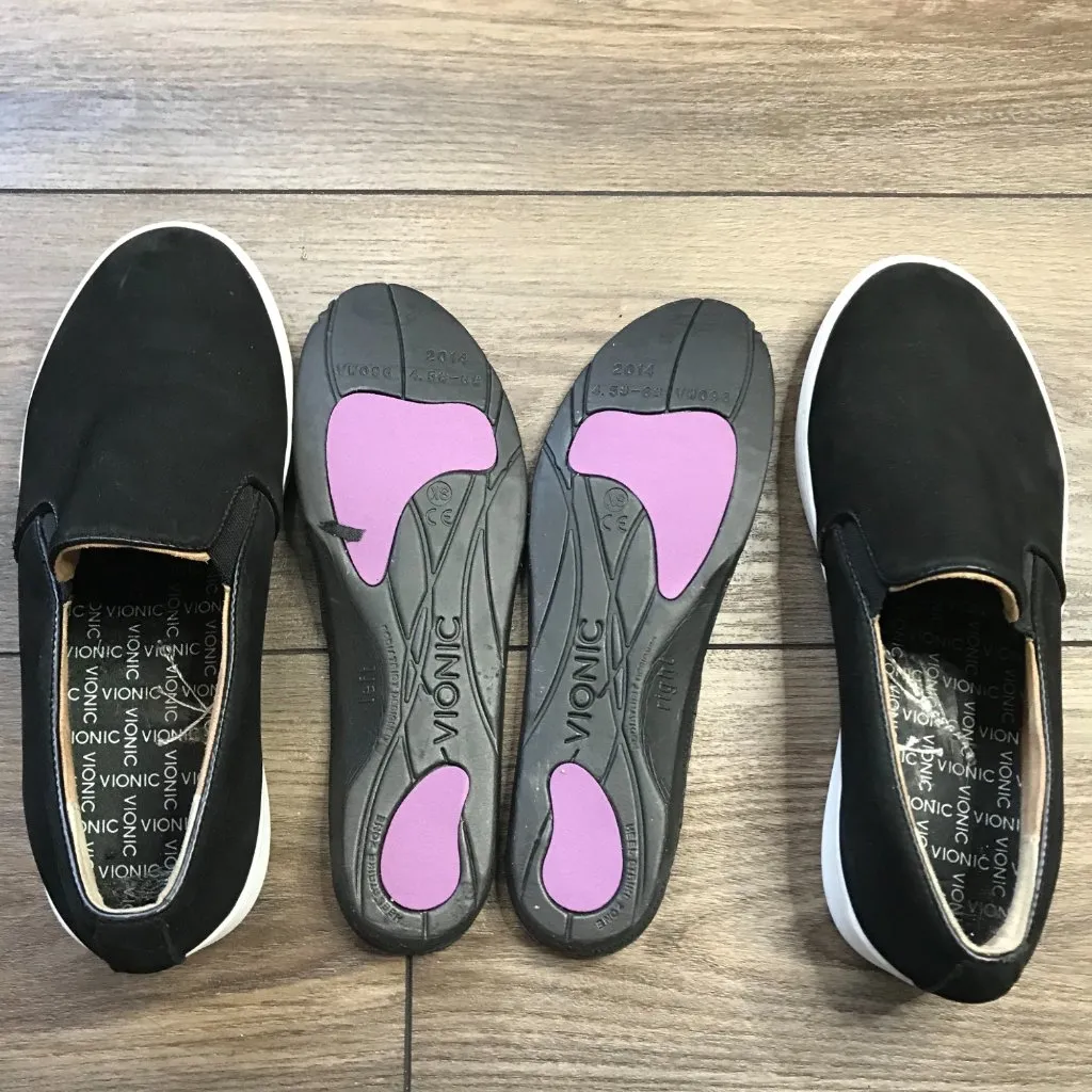 Vionic MIDI Sneaker Women's 6 EU 37 Black Nubuck Leather Comfort Slip On Shoes - Image 10