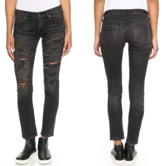 AGOLDE • Chloe Jeans low rise boyfriend slim Liverpool black distressed ripped - Image 2