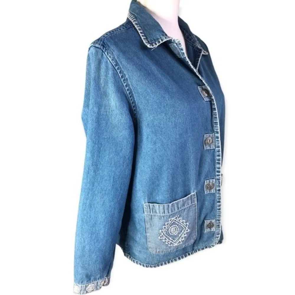 Tantrums Vintage Embroidered Button Down Denim Shirt - Image 61