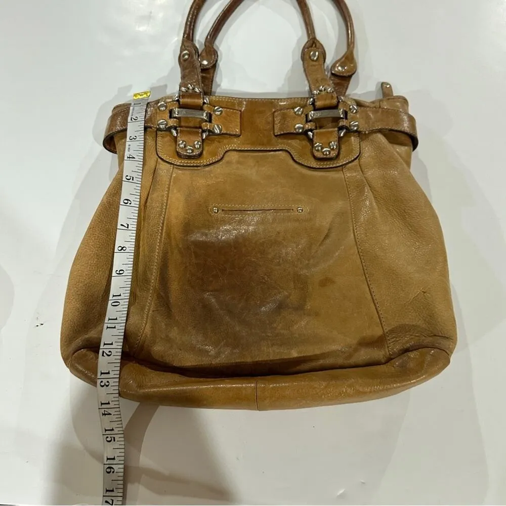 B. Makowsky Brown Tan Leather Shoulder Hobo Bag‎ - Image 14