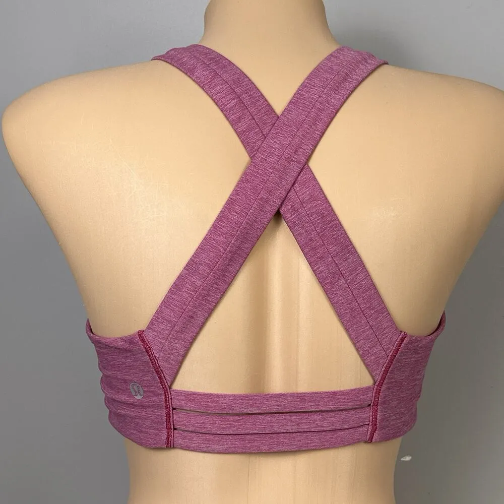 Lululemon On Your Way Bra Size 8 Heathered Dark Pink Unlined Wire Free Sports - Image 7