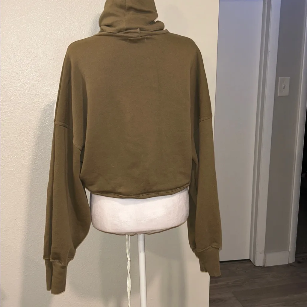 Agolde Ballon Sleeve Turtleneck Pullover Sweatshirt Womens M Green100% Cotton - Image 8