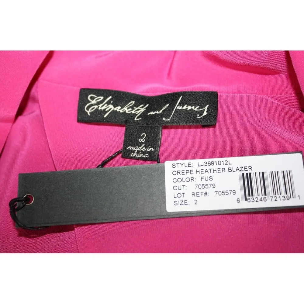 NWT Elizabeth & James Heather Blazer in Fuchsia Pink Ruched Sleeve Crepe 2 $495 - Image 8