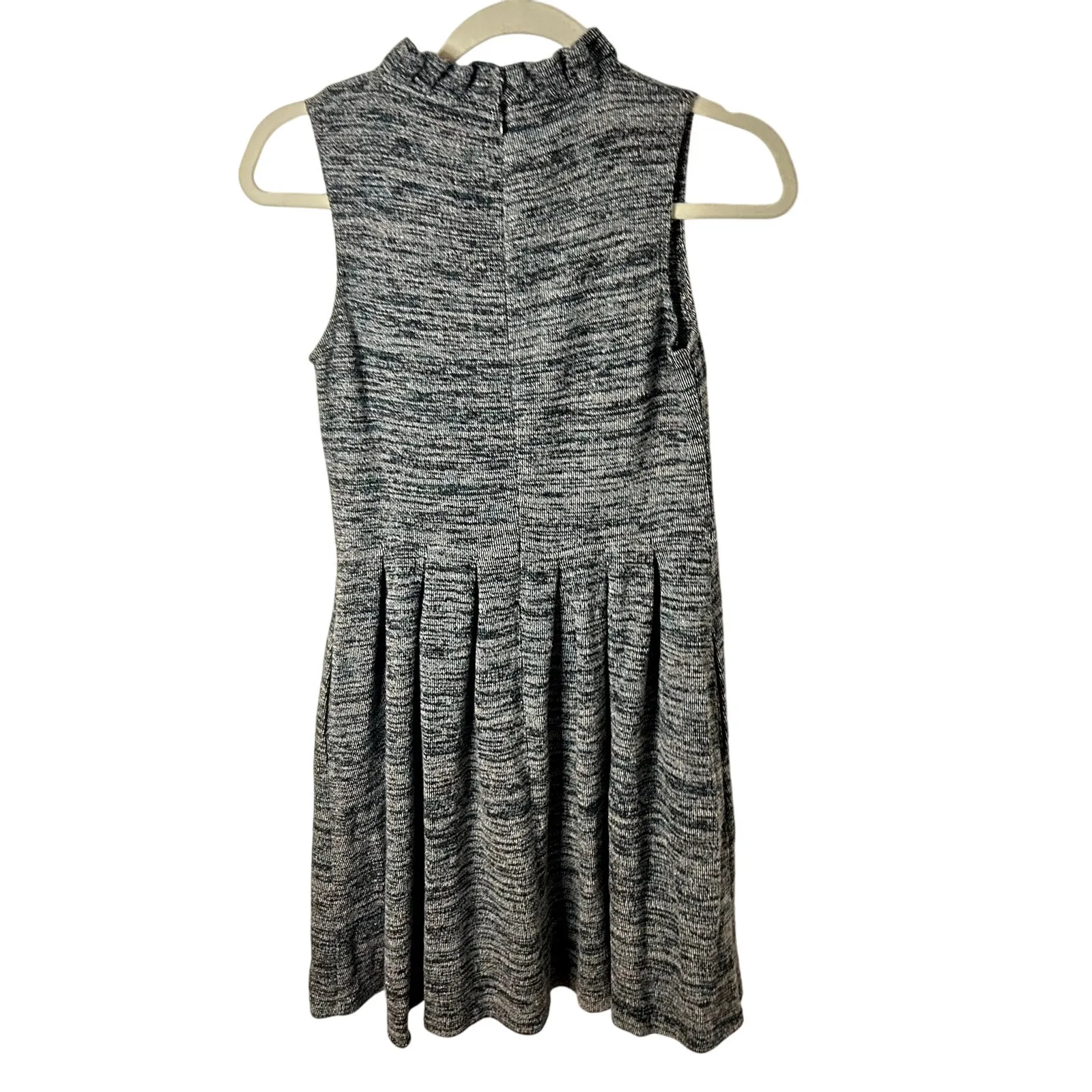 Ganni Anthropologie Pinnacle Tweed Knitted Ruffle Mock Neck Dress Medium - Image 3