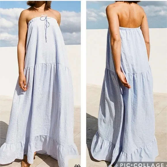 SABO NWT Bella Sleeveless Blue Maxi Dress Cotton Boho Beach Cottage Core Sz XS/2 - Image 2