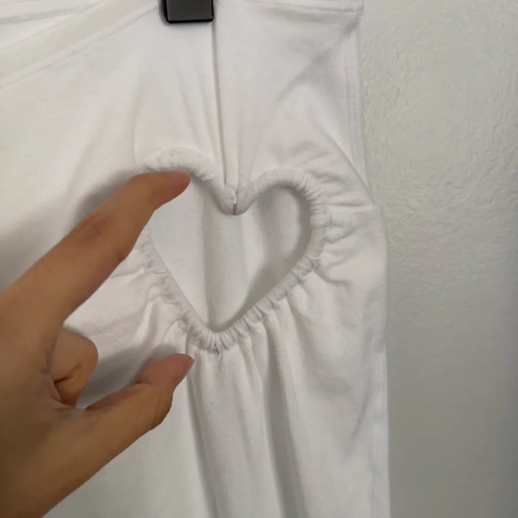 Skims XL Heart Flare Cotton Jersey Leggings White Coquette Low Rise Minimal - Image 2