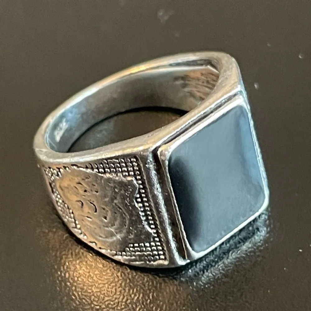 Black obsidian S925 silver ring size 9 - Image 2