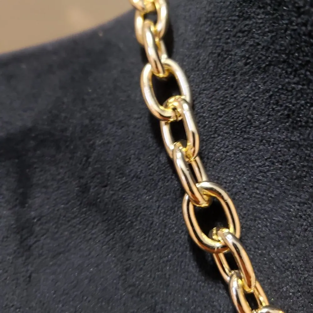 Womens Gold Tone Thick Round Circle Bold Chain Necklace Jewelry with Lobster - Image 6