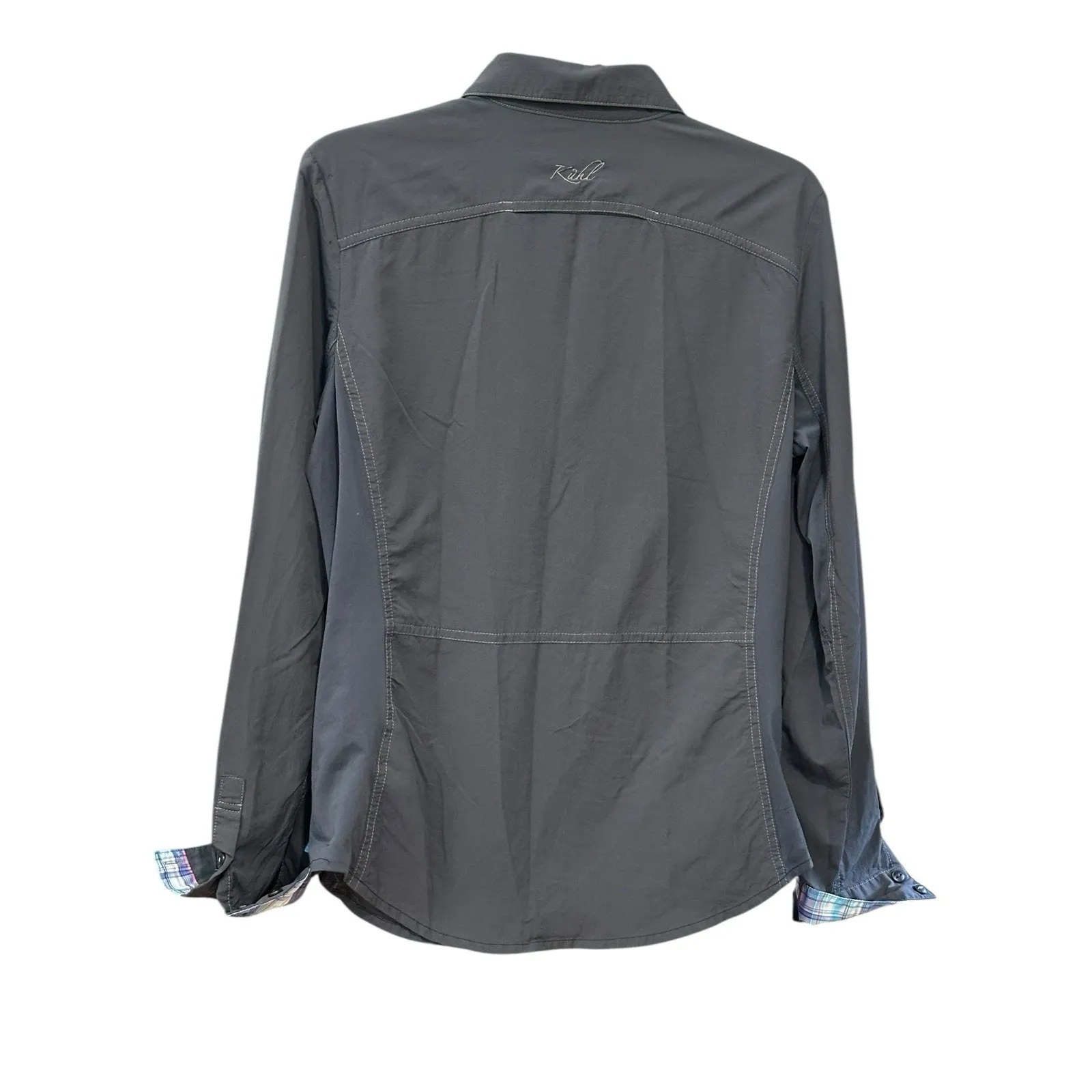 Kuhl Womens Shirt Medium Button‎ Front Gray Vented Quick Dry 100% Nylon #AA9-4 - Image 10