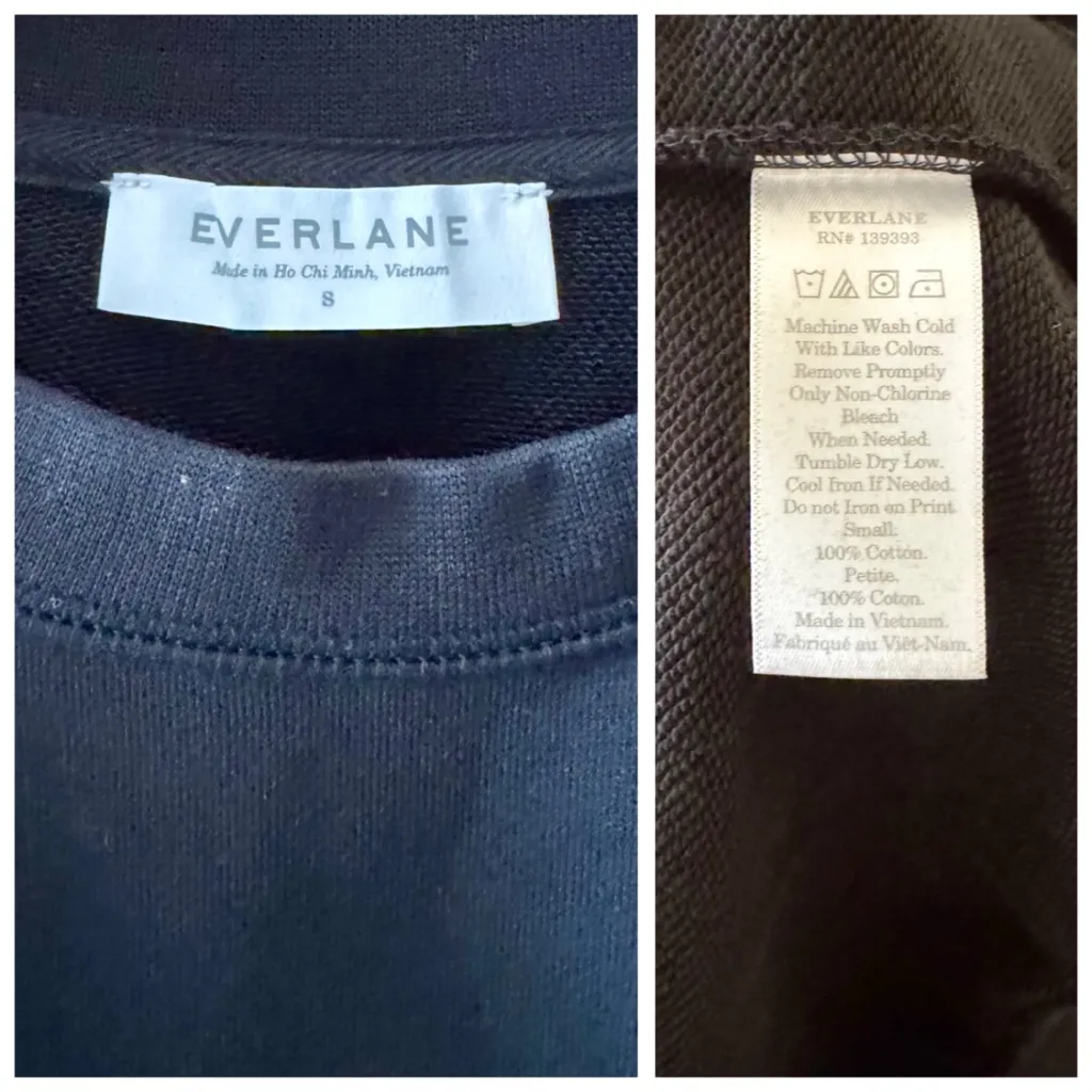 EVERLANE 100% Human Typeface Black & White Logo Crewneck Sweatshirt, sz. S - Image 10