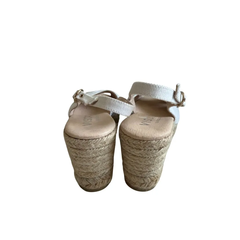 VISCATA White Cnavas Slingback Espadrilles Wedges Sandals Size 36 / US 6 - Image 9