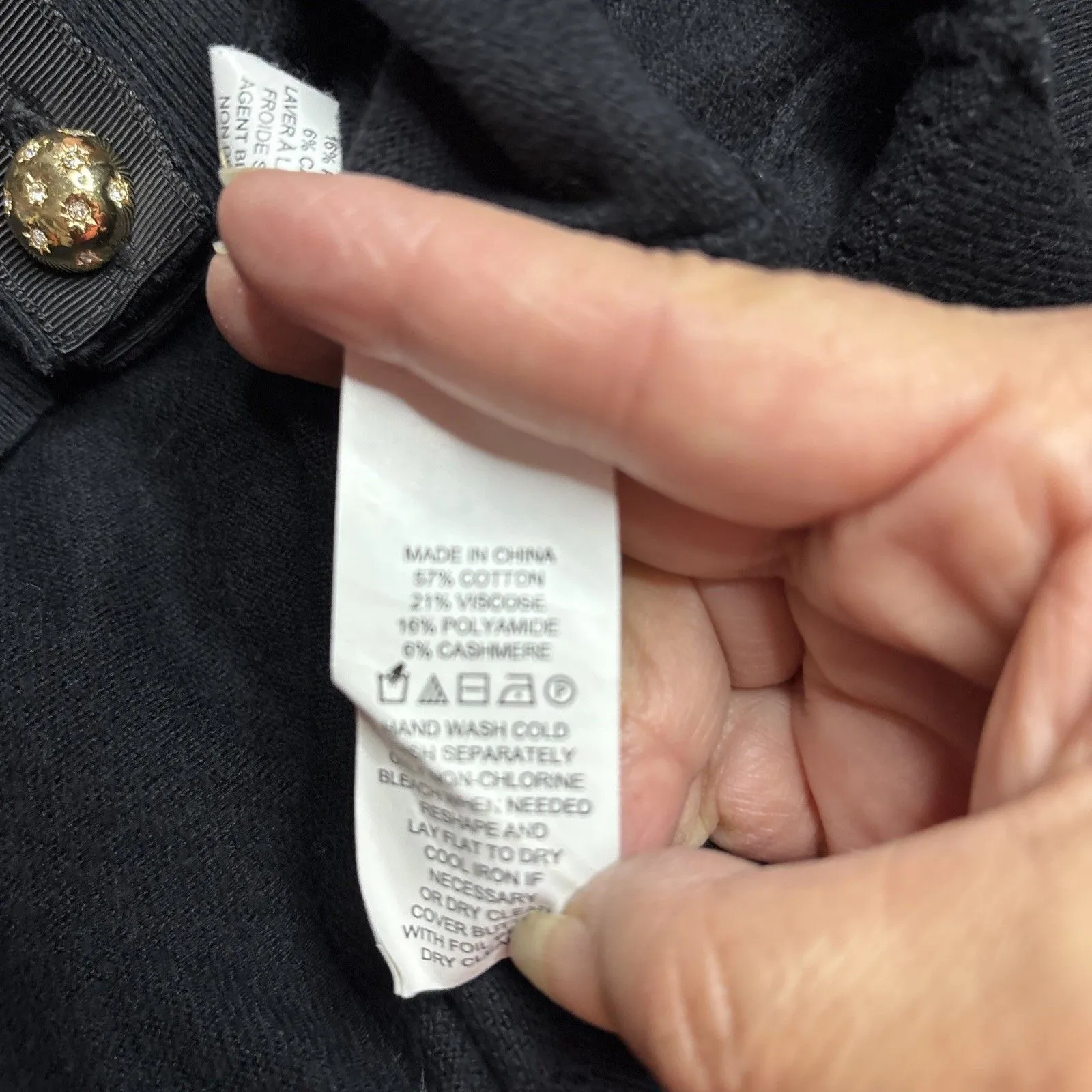 Kate Spade Black Long Sleeve Top with Ribbon Buttons 19" Length Size L - Image 12