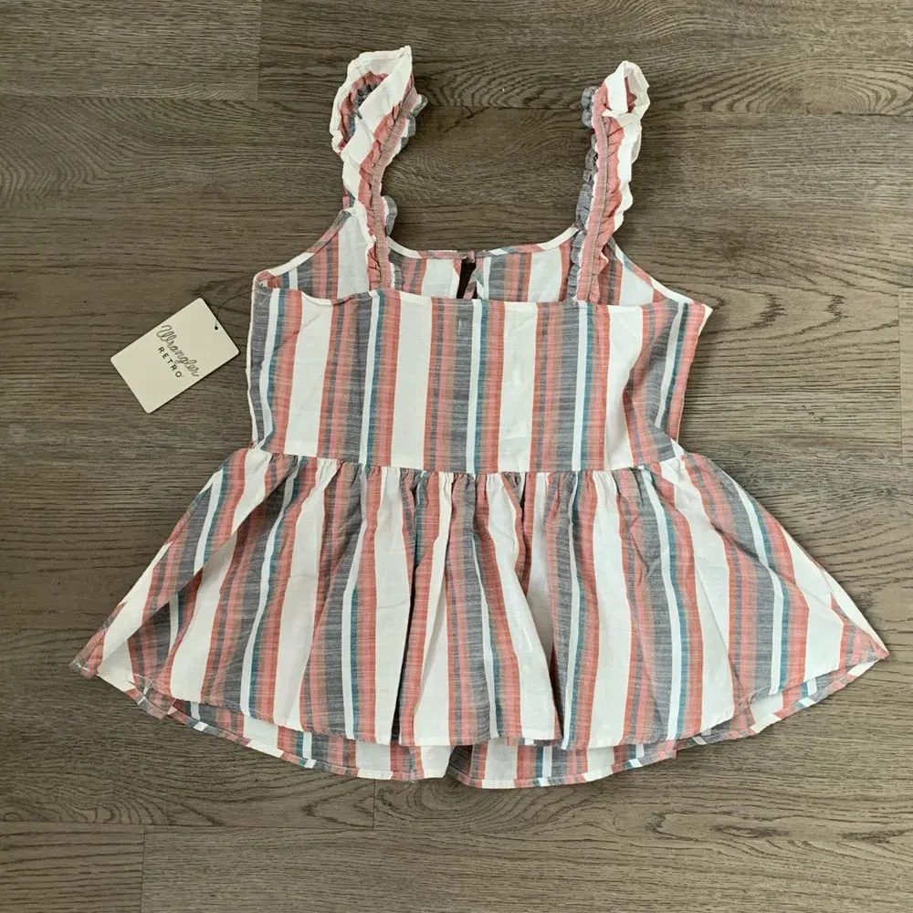 Wrangler Women's 100% Cotton Retro Punchy Peplum Tank Top Size M - Stripes - NWT - Image 7