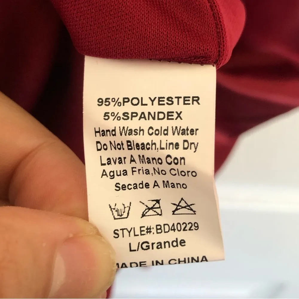 Burgundy Red Satin Mini Dress with AB Rhinestone Detail Size L - Image 6