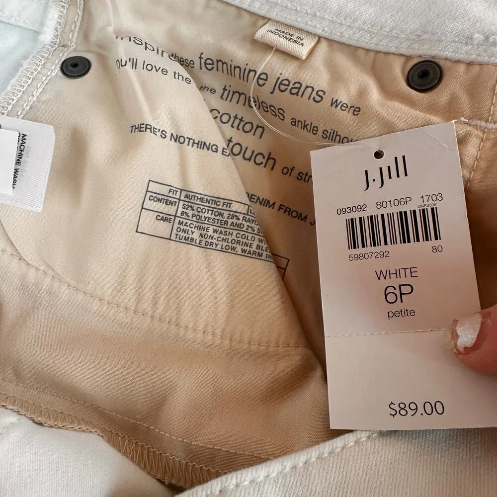 J. Jill White Authentic Fit Slim Ankle Jeans New with tags Size 6 Petite - Image 2