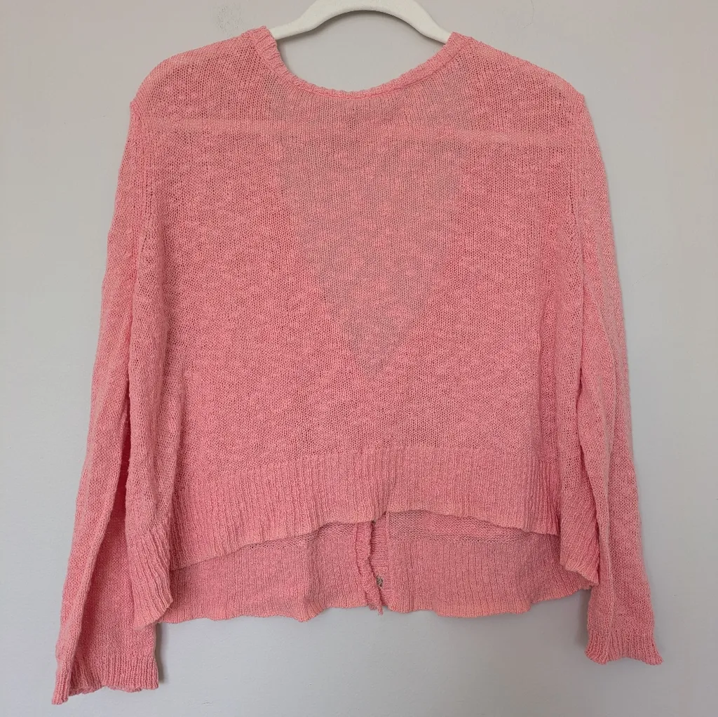 Free People Pink Cardigan Sweater Sz M - Image 3