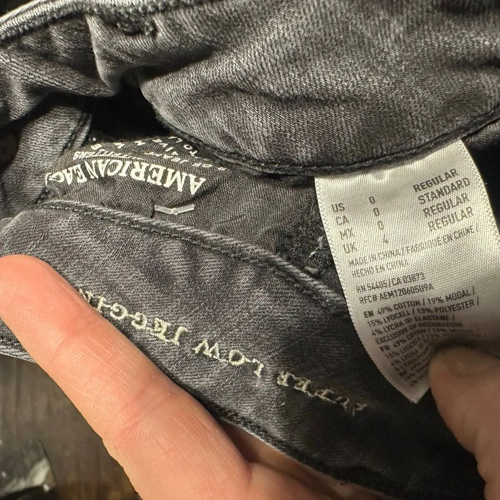 American Eagle distressed super low rise size 0 jeggings - Image 2