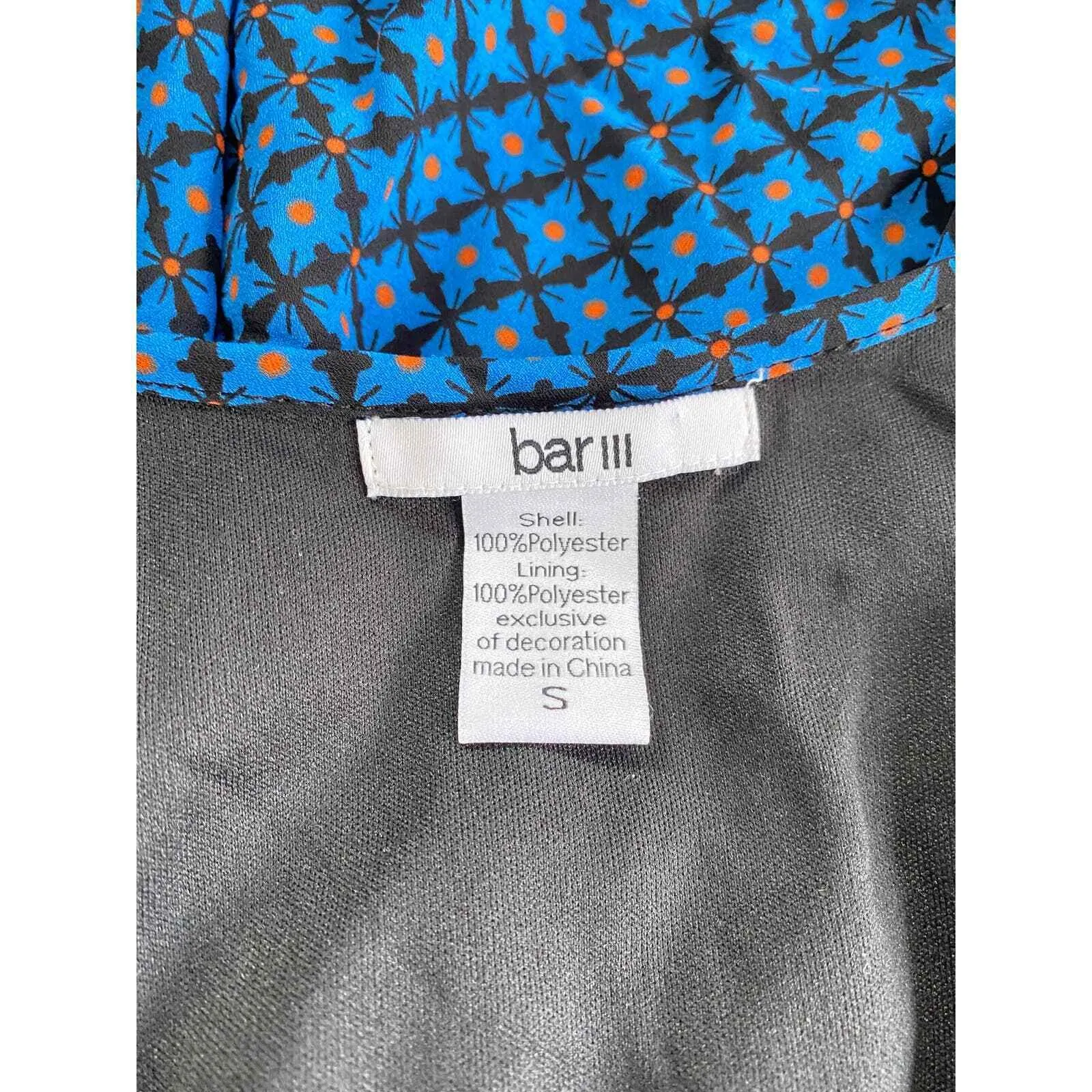 Bar III Milkmaid Soft Grunge Dress Small Blue Black Sleeveless Lace Detail Lined - Image 8