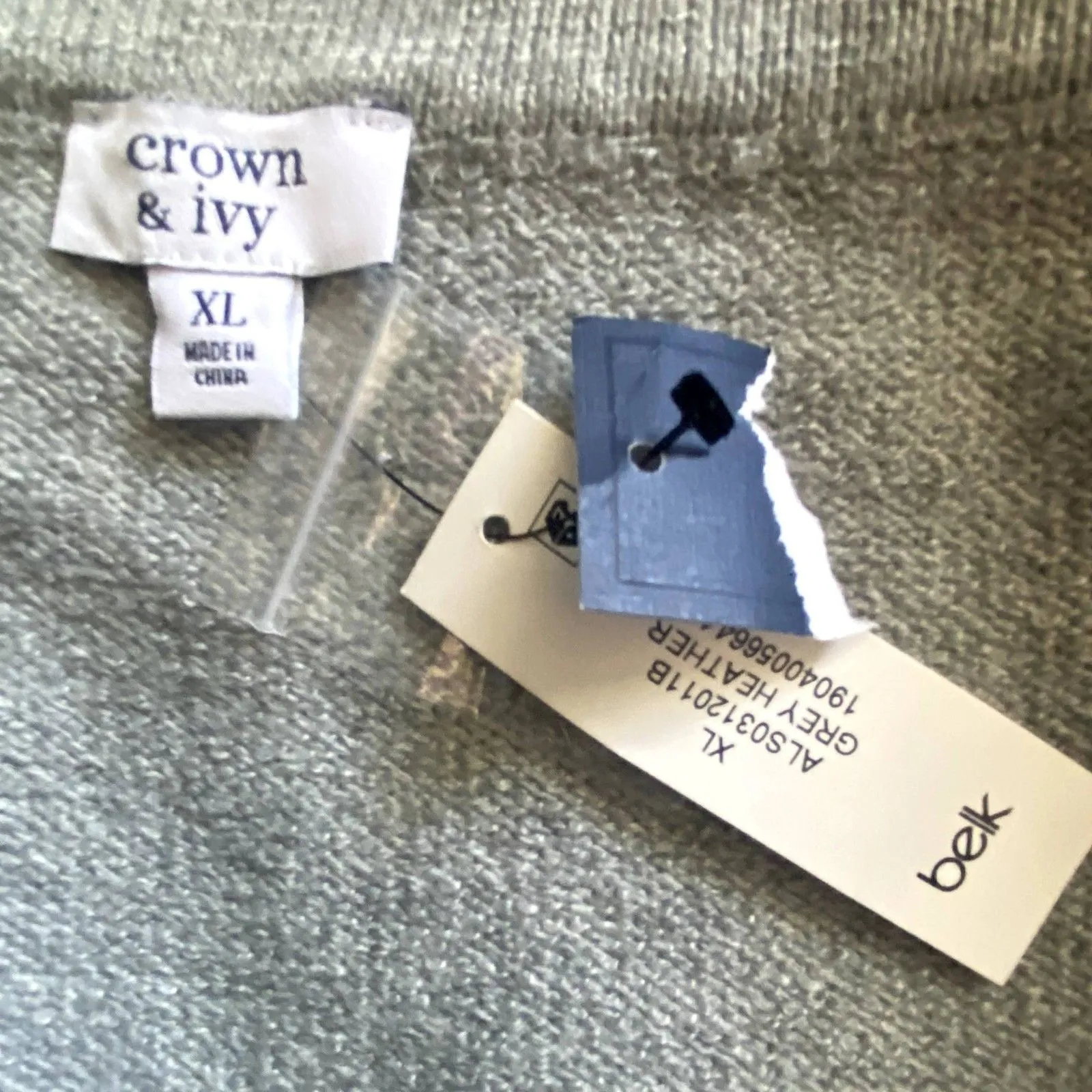 NWT Crown & Ivy Marilyn Off Shoulder Sweater Gray Pearl Accents Size XL‎ - Image 5