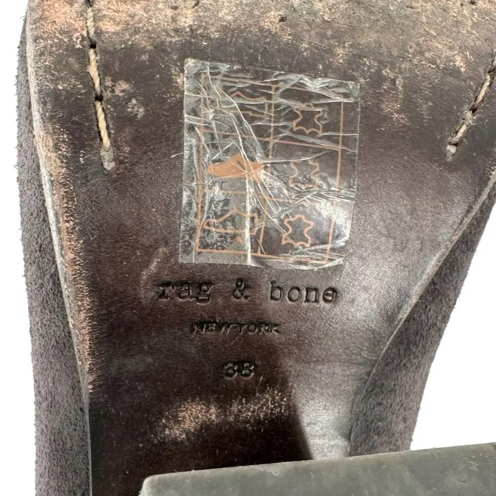 Rag & Bone MARGOT Granite Gray Suede Heeled Ankle Boots Size 38 Western Booties - Image 10