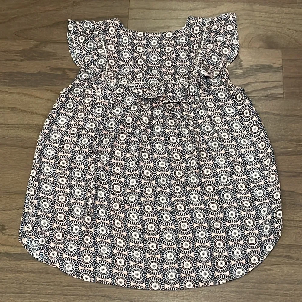 LOFT Pink and Green Floral Ruffle Shell - Size XS - Image 2