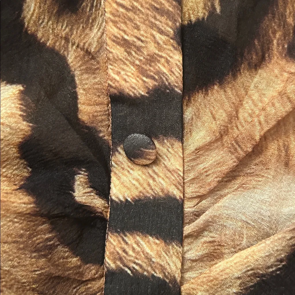 Dolce & Gabbana Sheer Silk Tiger-Print Bow Chiffon Blouse (Size Approx S) RARE - Image 8