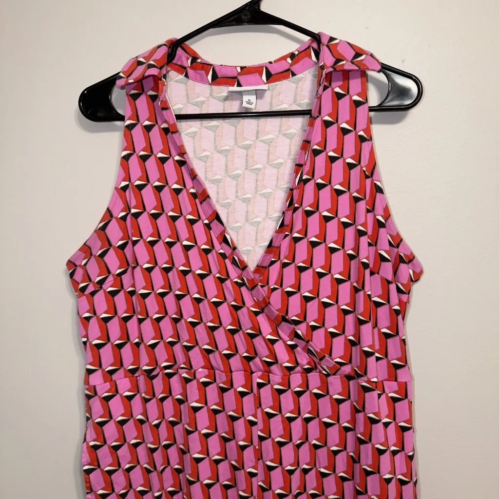 Diane von Furstenberg Printed Halter Jumpsuit Wide Leg Designer Size XL - Image 3