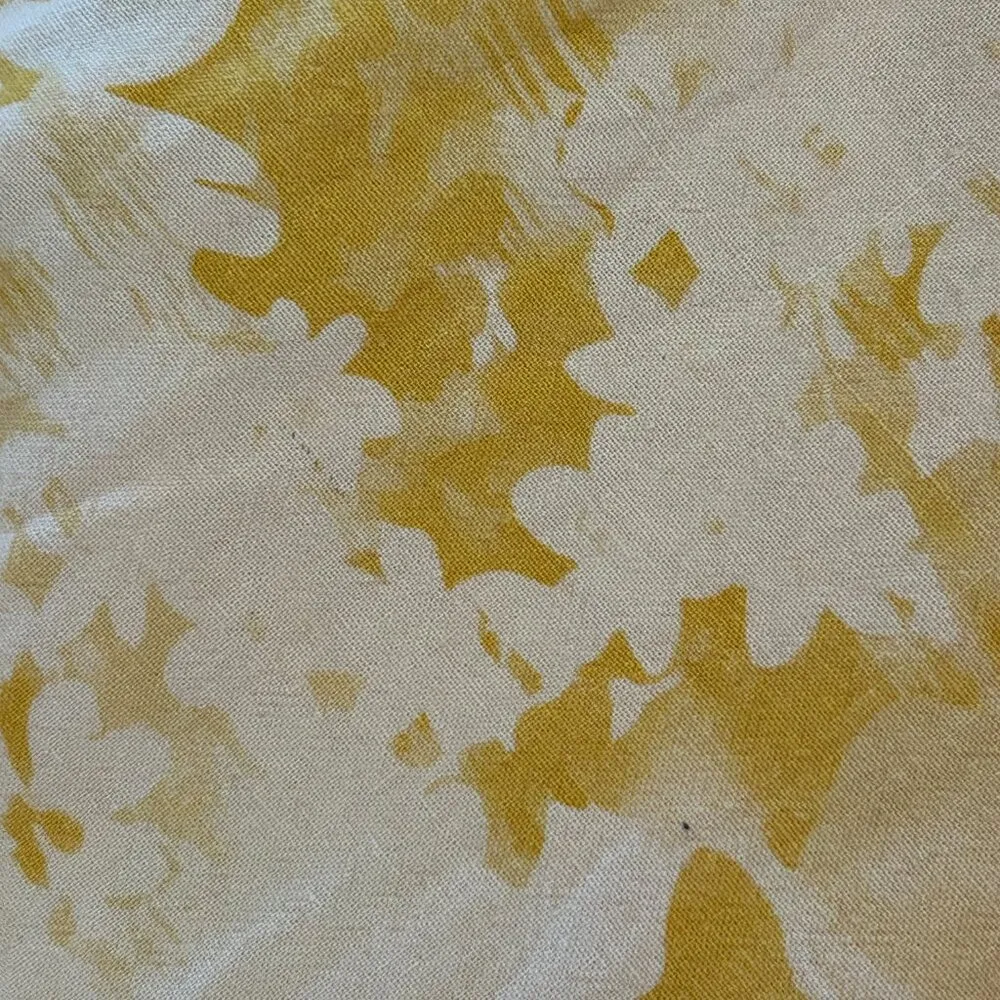 Self Contrast Linen Blend Flounce Detail Mini Slip Dress Size XS Ruffle Hem Yellow - Image 9