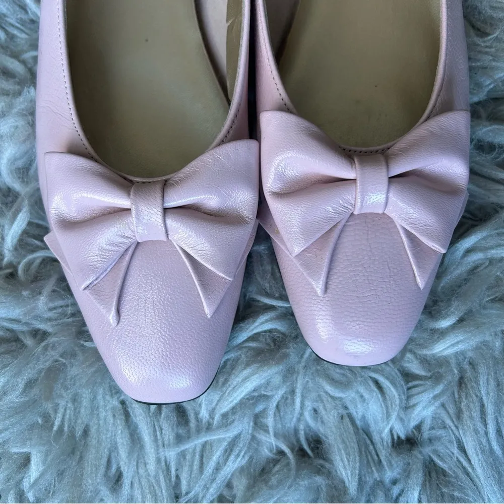 Magdesians vintage coquette pink bow leather ballet flats women’s shoe size 10 - Image 5