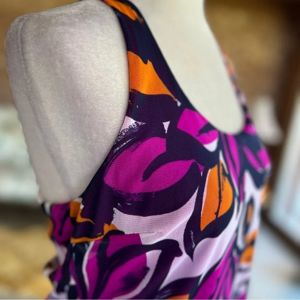 INC International Concepts Purple Floral Racerback Halter Mesh Tank Top M Size M - Image 14