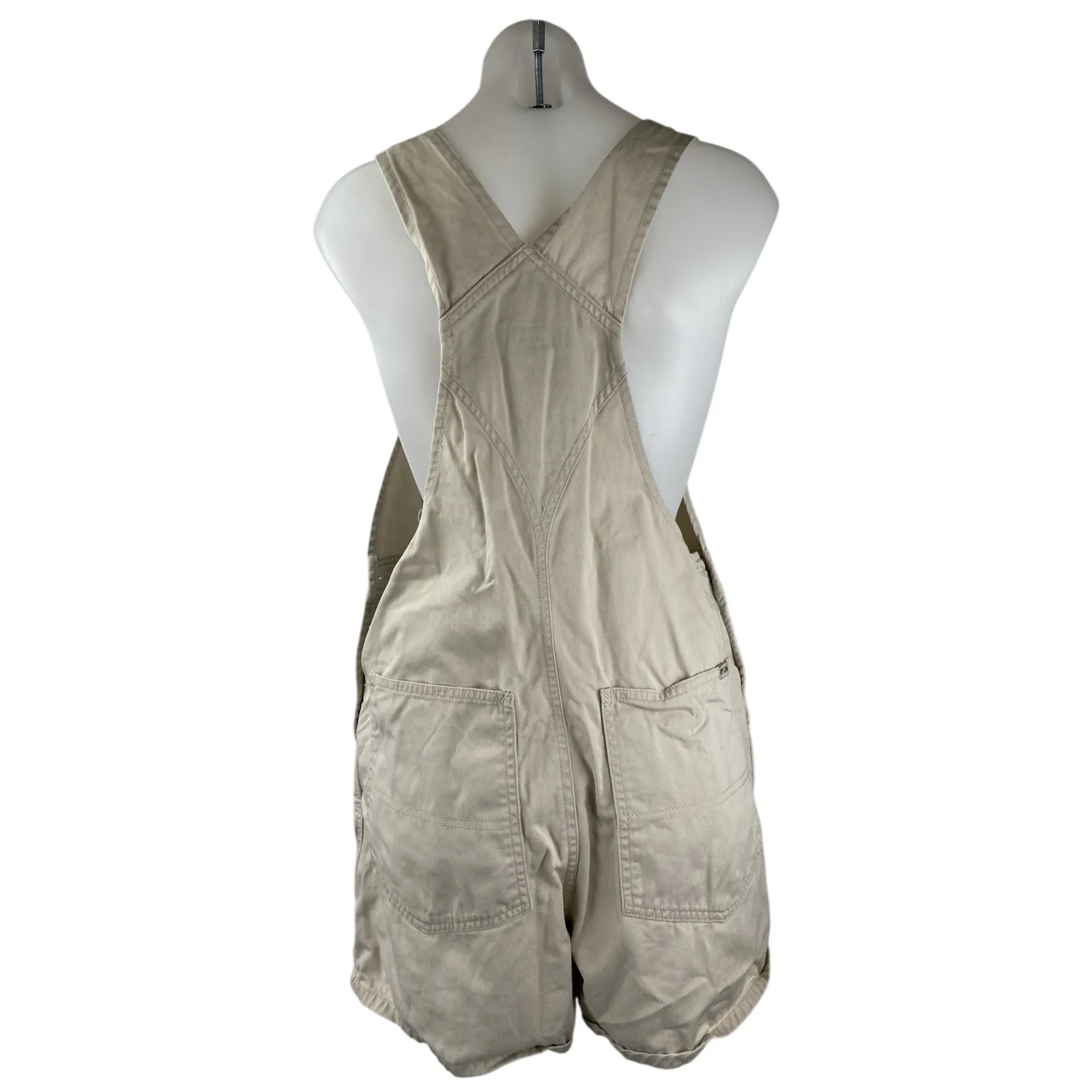 NY Khakis Beige Sleeveless Square Neck Overall Playsuit Jumper Shorts Romper M Size M - Image 2