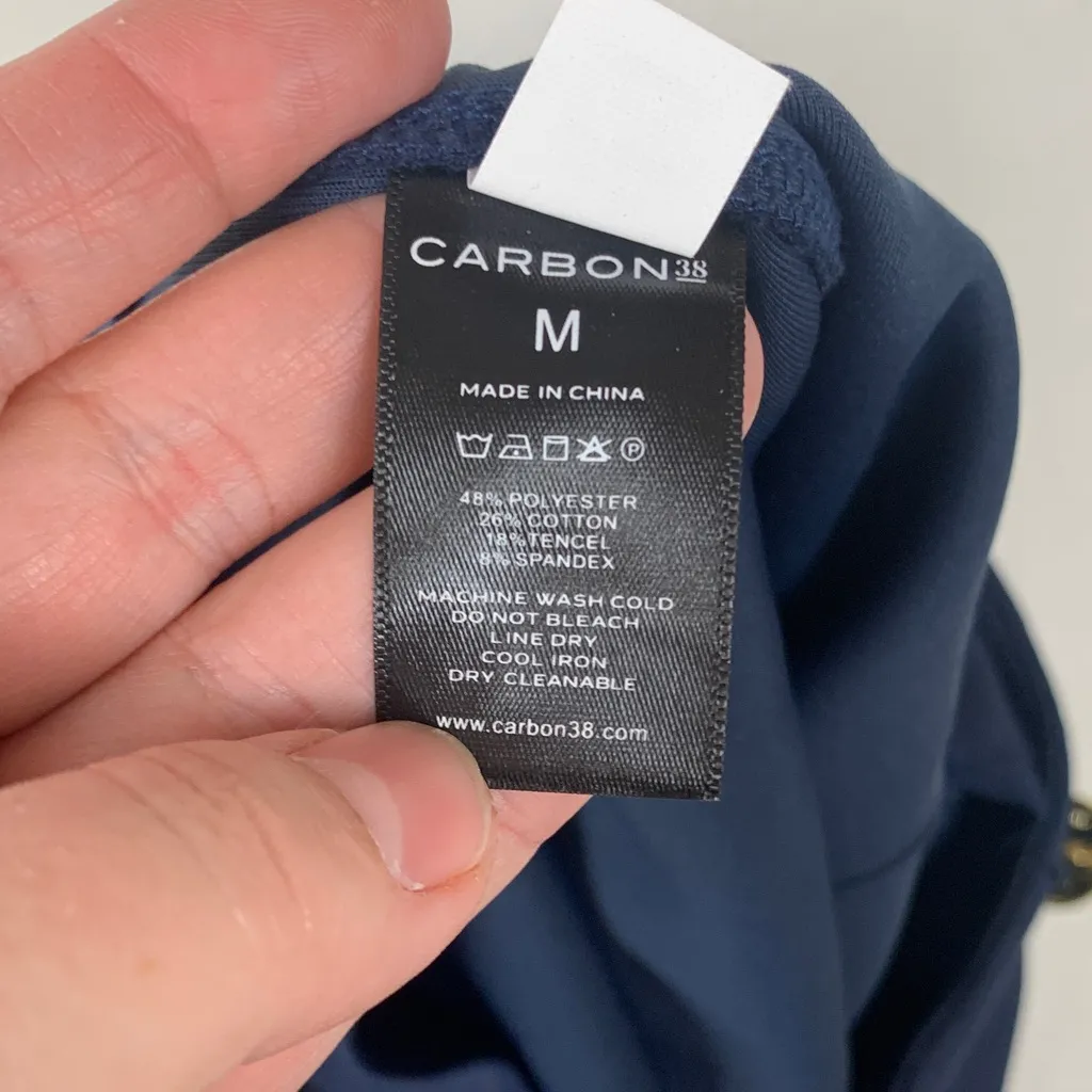 Carbon 38 size medium Navy sailor Pants high rise Gold Buttons business casual Blue - Image 4