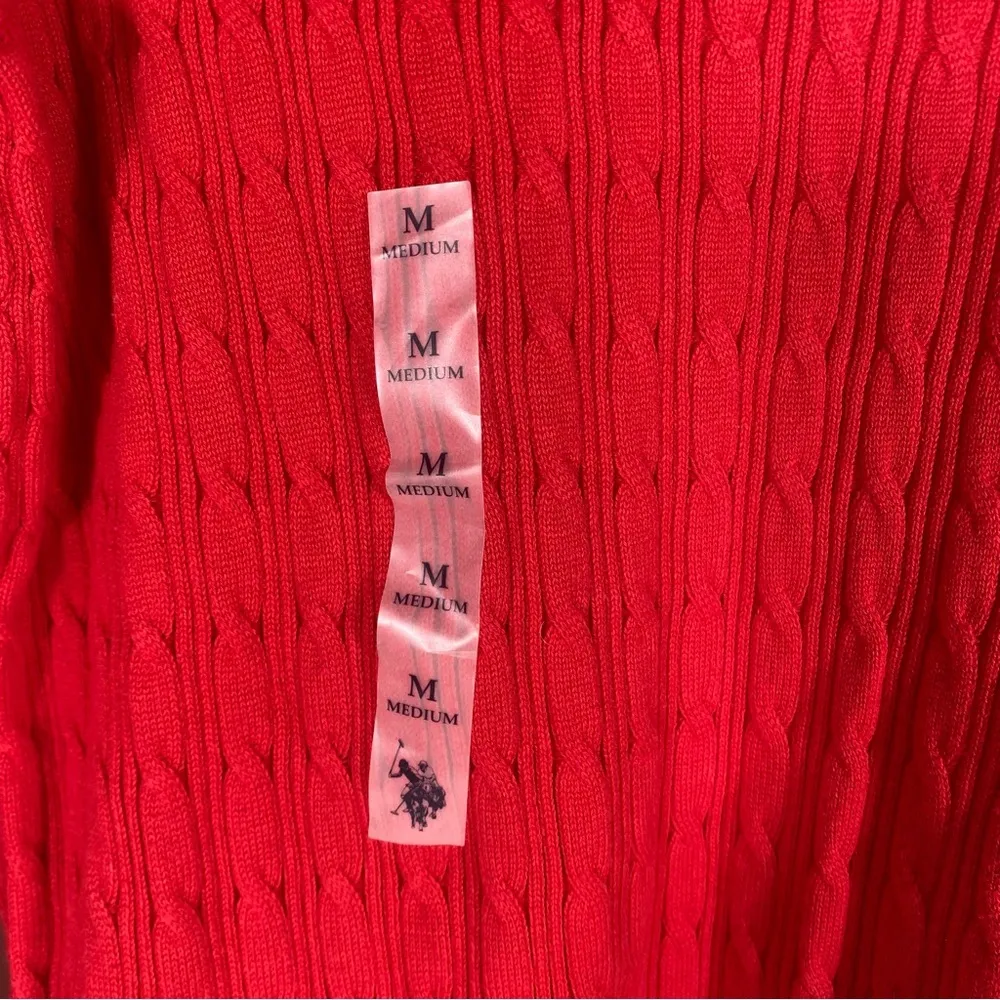 Sof Cable Crew Neck Pullover Sweater Red Size M - Image 5