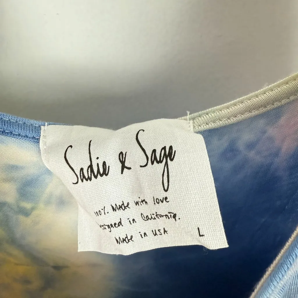 NWT Sadie & Sage Tie Dye Sleeveless Maxi Dress Blue Yellow Size Large L NEW - Image 6